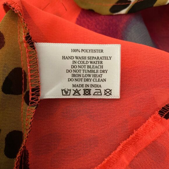 NWT‎ America & Beyond Dress Womens S Green Pink V-Neck Tie Smocked Waist A-Line - Picture 8 of 12